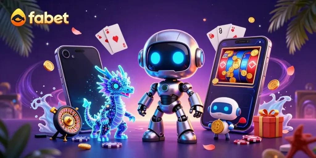 Engage in thrilling gaming action at fabet with our vibrant casino-themed illustration.