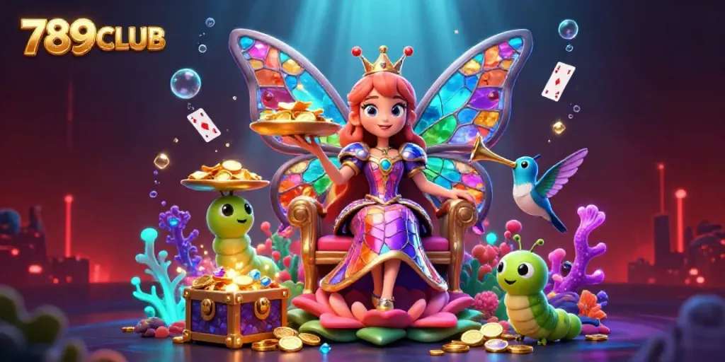 Engage with 789CLUB's vibrant casino world as the butterfly queen reigns with treasures and gameplay.