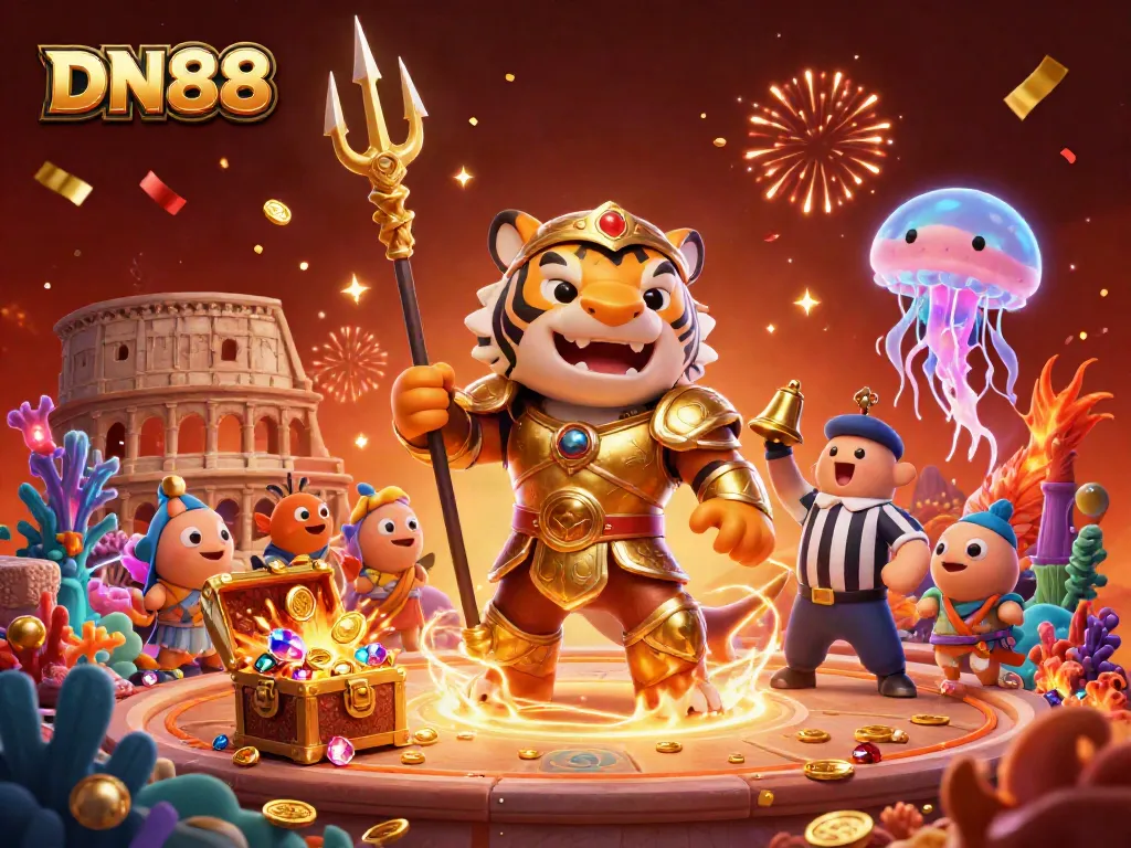 Engage in thrilling DN88 cockfighting with dynamic shark gladiators in a dazzling underwater arena.