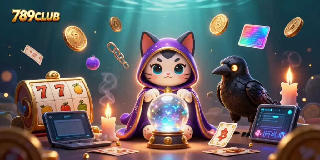 Engage with 789CLUB's vibrant casino experience through this animated scene of mystical characters and gaming elements.