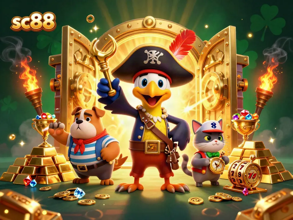Engage with sc88 casino gameplay amidst dazzling treasures and vibrant characters in a dynamic setting.