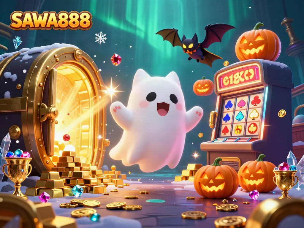 Experience the thrilling ambiance of SAWA888 through a haunted casino with vivid characters.