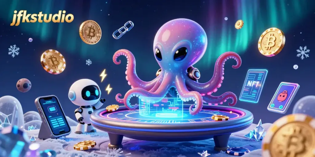 Engage with jfkstudio's animated universe of poker play, featuring vibrant cosmic characters.