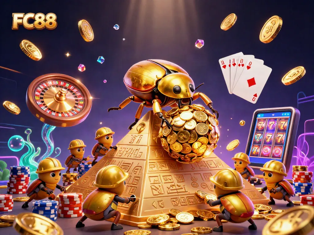 Engage with the exciting world of FC88's casino experience featuring golden coins and thrilling game elements.