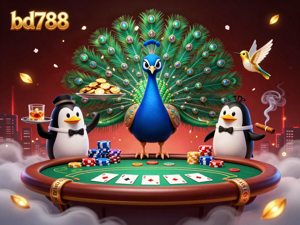 Engage in exciting poker action with an elegant bd788 scene featuring vibrant characters and rich casino elements.