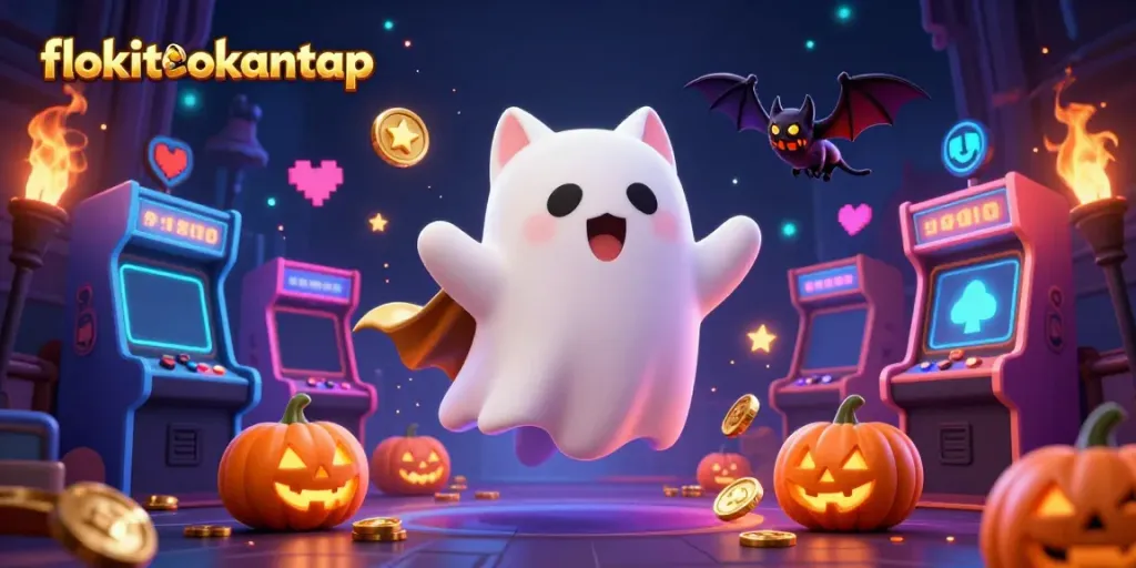 Experience the thrill of flokitotokantap in a lively haunted casino with colorful games and ghostly characters.