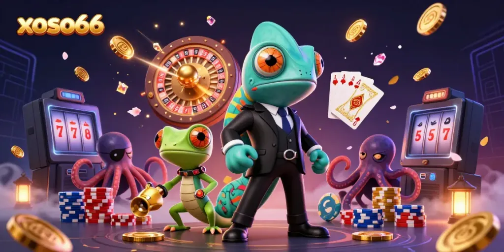 Experience thrilling gameplay with xoso66, featuring a vibrant casino scene with animated characters and dynamic gaming elements.