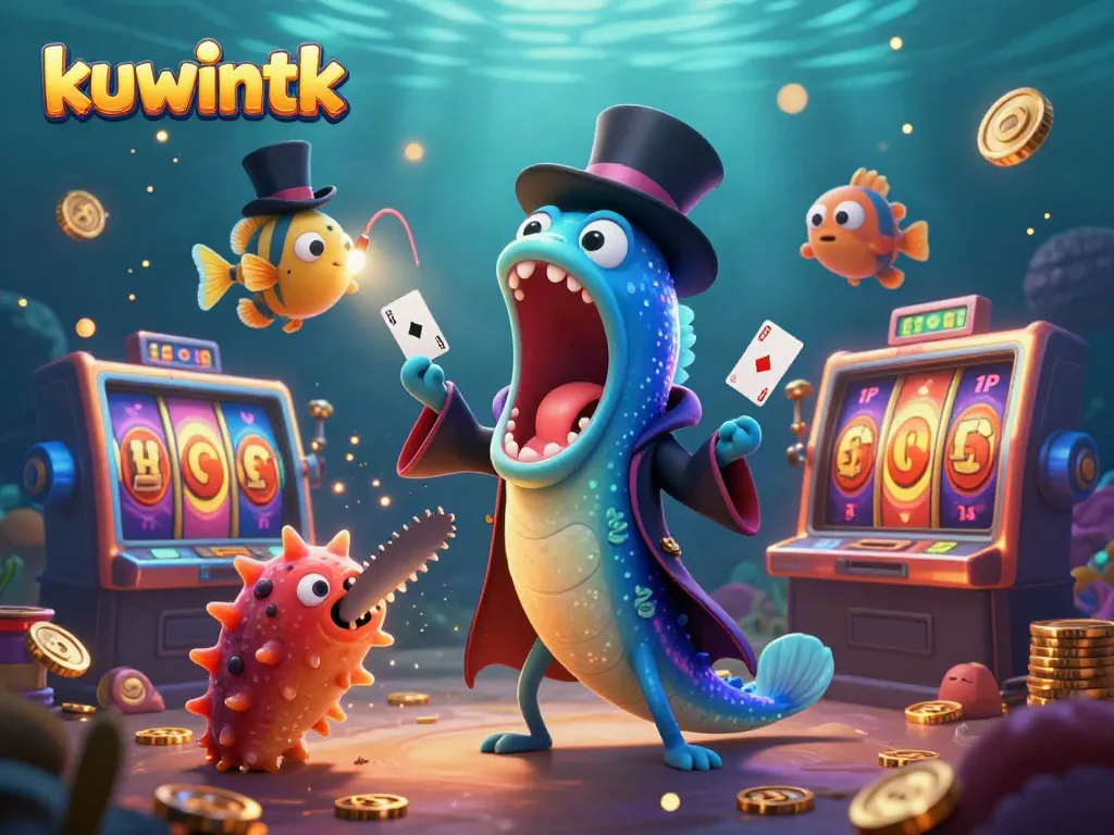 Experience thrilling magic with kuwintk’s vibrant slots, captured in a dazzling underwater illustration.