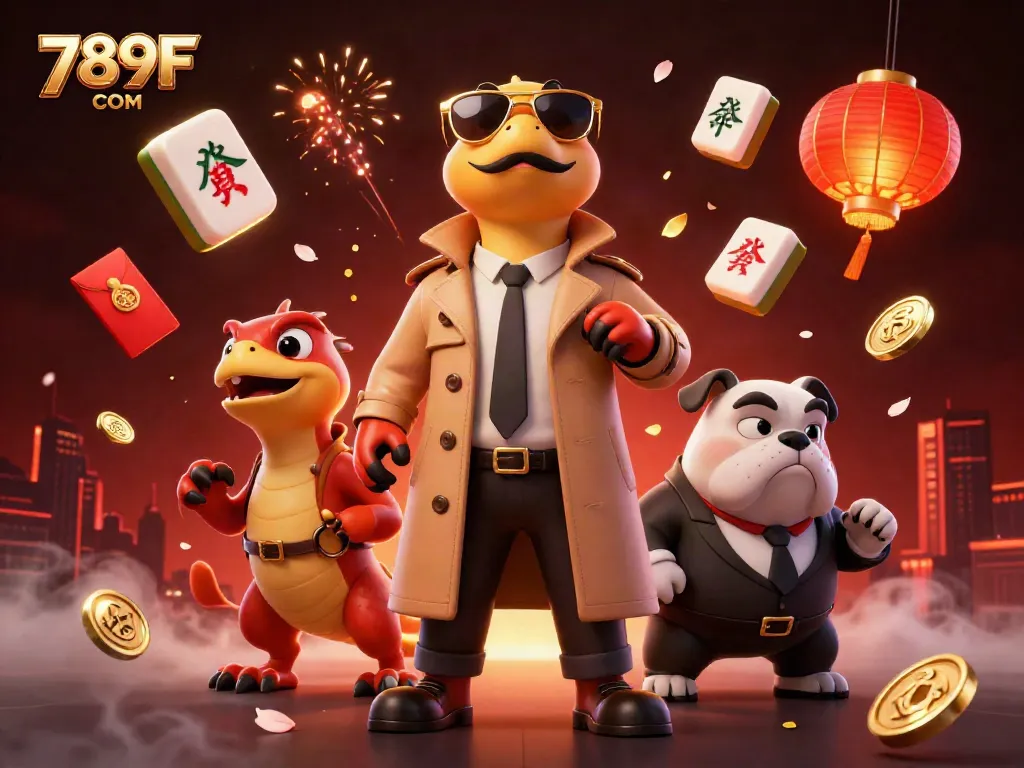 Experience the humor of 789F COM with raptors in disguise attempting casino entry, a colorful and dynamic scene.