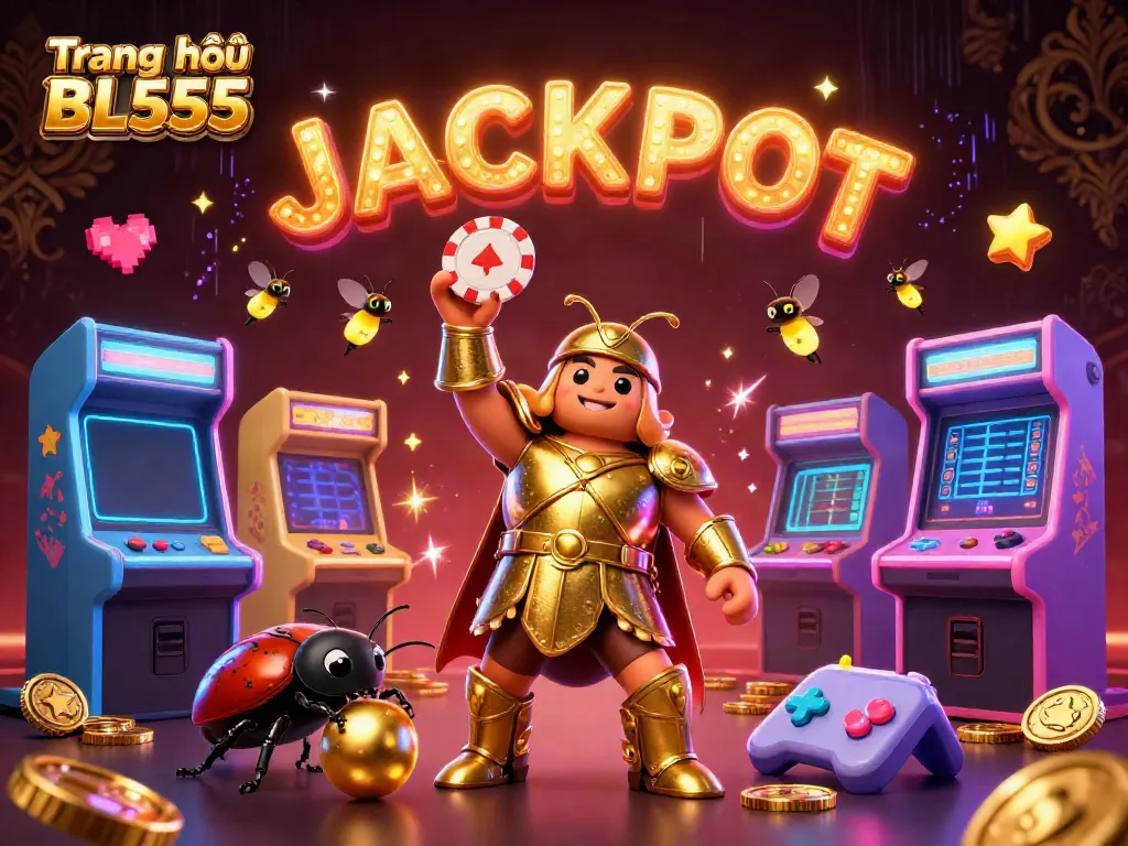 Experience the excitement on Trang chủ BL555 with 3D animated characters celebrating a jackpot victory in a vibrant gaming scene.