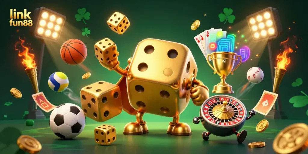 Experience the excitement of gaming with link fun88, featuring dynamic characters and vibrant elements from the casino world.
